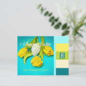 イースターカラフルストライプフォトモノグラム シーズンポストカード (スタンド正面)