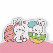イースターカラフルデーのための軽いベビーウサギ シール (正面)