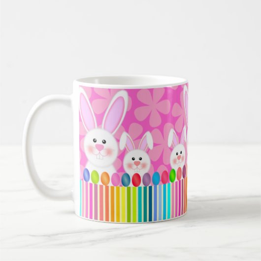 イースターカラフルバニーとエッグマグ コーヒーマグカップ (左)