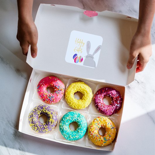 イースターカラフルバニーのシール スクエアシール