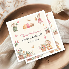 イースターカラフルバニーイースターエッグ狩りパーティー スタンダードカクテルナプキン