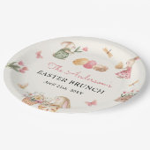 イースターカラフルバニーイースターエッグ狩りパーティー ペーパープレート (アングル)