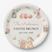 イースターカラフルバニーイースターエッグ狩りパーティー ペーパープレート (正面)