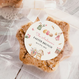 イースターカラフルバニーイースターエッグ狩りパーティー ラウンドシール