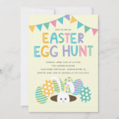 イースターカラフルバニーイースターエッグ狩りパーティー 招待状 (正面)
