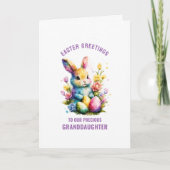 イースターカラフルバニー孫娘グリーティング カード (正面)