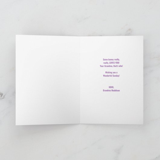 イースターカラフルバニー孫娘グリーティング カード (内部)