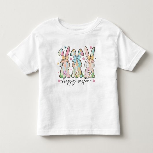 イースターカラフルバニー トドラーTシャツ (正面)