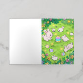 イースターカラフルバニー 箔グリーティングカード (外側レイダウン)