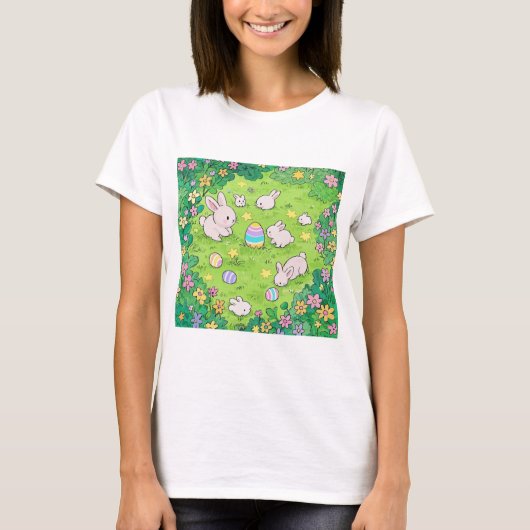 イースターカラフルバニー Tシャツ (正面)