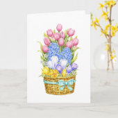 イースターカラフルフローラバスケット春ジョイカード カード (黄色い花)