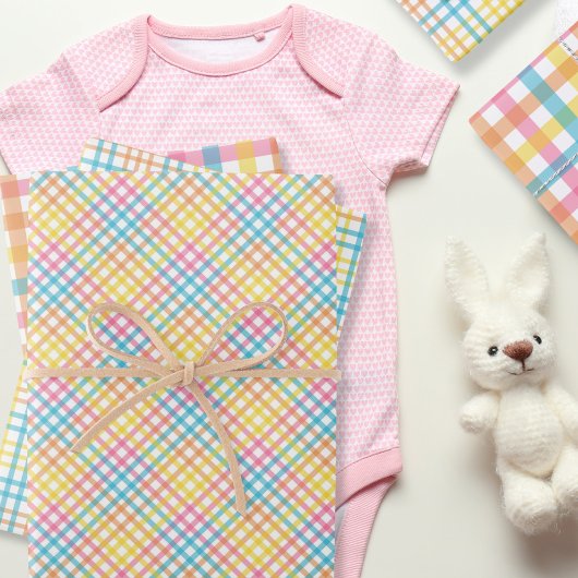 イースターカラフルプレイド ラッピングペーパーシート