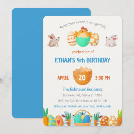 イースターカラフルボーイズ誕生日招待状 招待状
