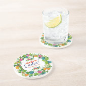 イースターカラフルリースと卵&春の花 コースター (側面)