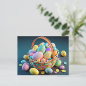 イースターカラフル卵のかご ポストカード (スタンド正面)