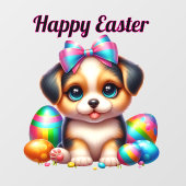 イースターカラフル卵の子犬 ウィンドウサイン (シート)