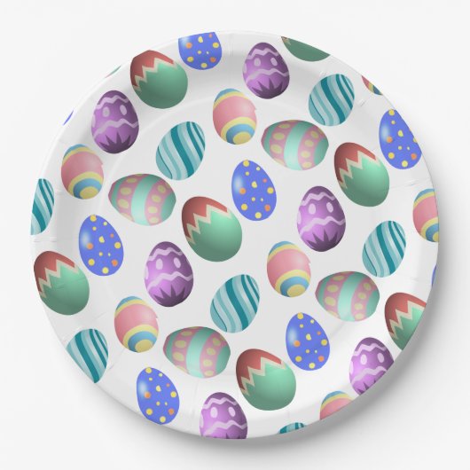 イースターカラフル卵イースターパーティーイースター卵狩り ペーパープレート (正面)