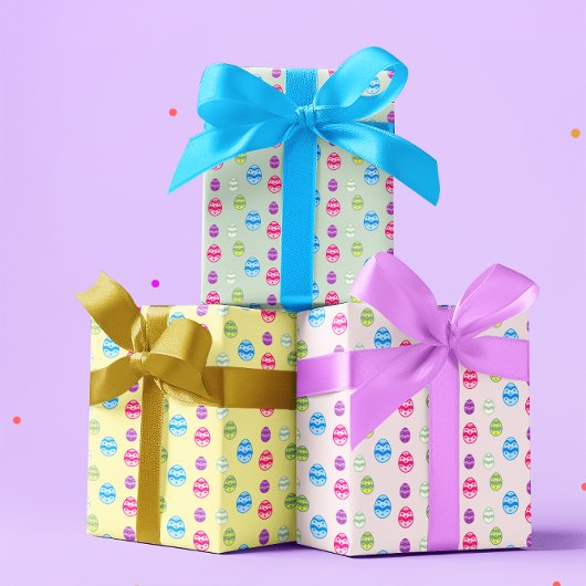 イースターカラフル卵パターンの包装紙シート ラッピングペーパーシート