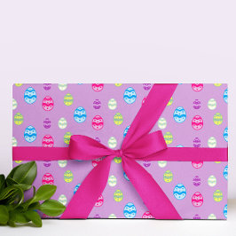 イースターカラフル卵パターン ラッピングペーパーシート