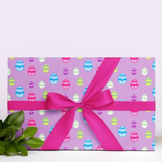 イースターカラフル卵パターン ラッピングペーパーシート