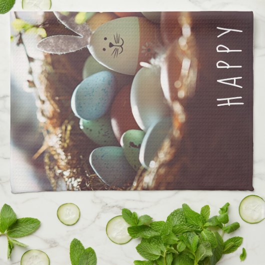 イースターカラフル卵写真イースター卵の日かわいい キッチンタオル (折り畳み)