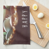 イースターカラフル卵写真イースター卵の日かわいい キッチンタオル (四つ折り)