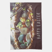 イースターカラフル卵写真イースター卵の日かわいい キッチンタオル (縦)