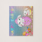 イースターカラフル卵、かわいいイースターバニー、イースター ジグソーパズル (縦)