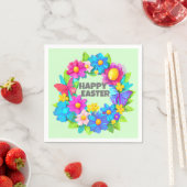 イースターカラフル花のリース スタンダードカクテルナプキン (インサイチュ)