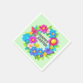 イースターカラフル花のリース スタンダードカクテルナプキン (角)
