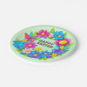 イースターカラフル花のリース ペーパープレート (アングル)