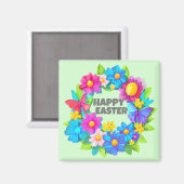 イースターカラフル花のリース マグネット (正面/裏面)