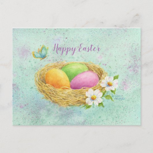 イースターカラーエッグネストポストカード ポストカード (正面)