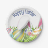 イースターカラーエッグバニー耳 ペーパープレート (正面)