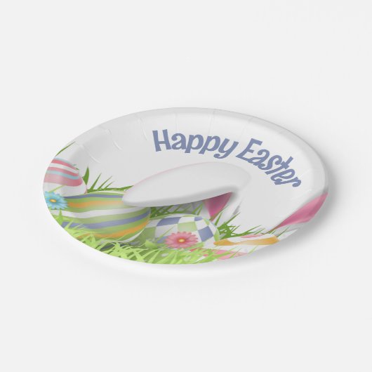 イースターカラーエッグバニー耳 ペーパープレート (アングル)
