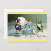 イースターカワイイヴィンテージチックラビットサーカス ポストカード (正面/裏面)