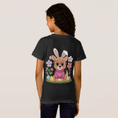 イースターカンガルーエッグハントデザインと花 Tシャツ (裏面フル)