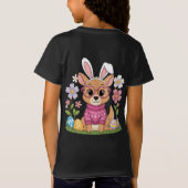 イースターカンガルーエッグハントデザインと花 Tシャツ (裏面)