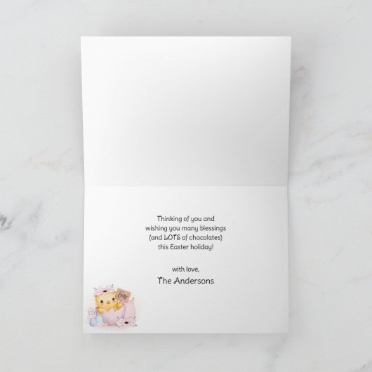 イースターカードかわいい雛の卵グリーティンおもしろいグカード サンキューカード (内部)