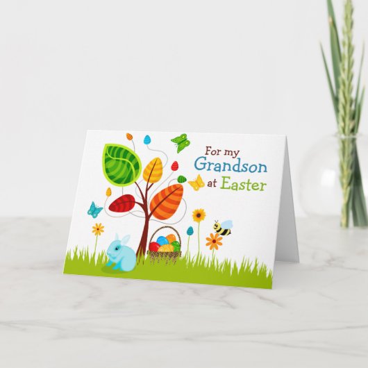 イースターカードの木の卵（孫） シーズンカード (正面)