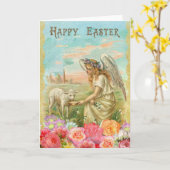 イースターカードの美しいアンティーク写真 カード (黄色い花)