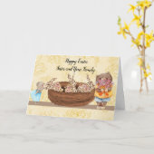 イースターカードバンニー&ベアーズ姉妹と家族 カード (黄色い花)