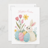 イースターカードラビットと卵イラストレーション シーズンポストカード (正面/裏面)