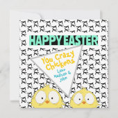 イースターカード「ハッピイースター、あなたたちクレイジーチキン！」| イースター シーズンカード (正面)