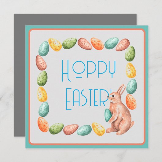 イースターカード – バニーエッグ – かわいい – ホッピーのイースター シーズンカード (正面/裏面)