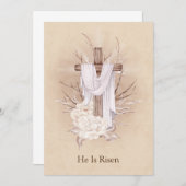 イースターカード。フローラクロス。彼は起き上がった サンキューカード (正面/裏面)