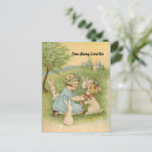 イースターカード、白いバンニの小さな女の子 シーズンポストカード (スタンド正面)