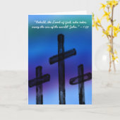 イースターカード 聖なる小羊よ、神の御子を見よの詩句付き カード (黄色い花)