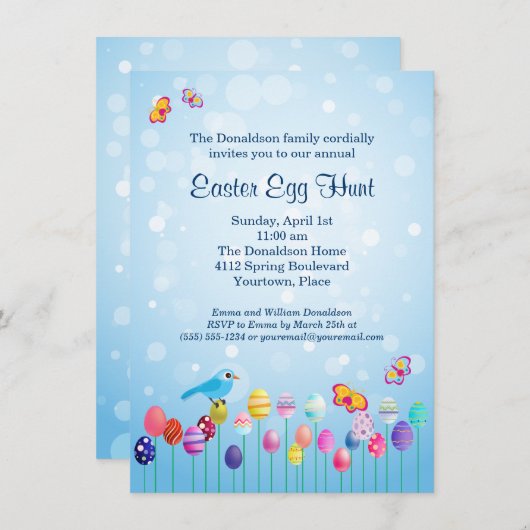 イースターガーデンエッグ狩りパーティの招待状 招待状 (正面/裏面)
