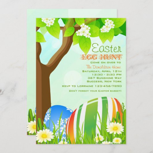 イースターガーデンエッグ狩り招待状 招待状 (正面/裏面)